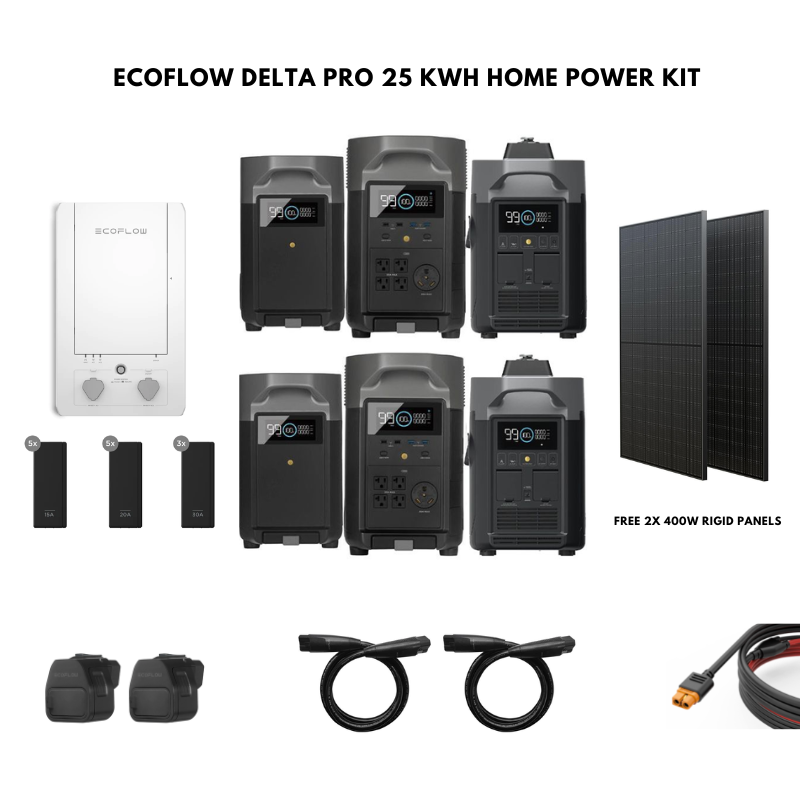 EcoFlow Delta Pro 25 kWh Home Power Kit (Free 2x 400w Solar Panel)